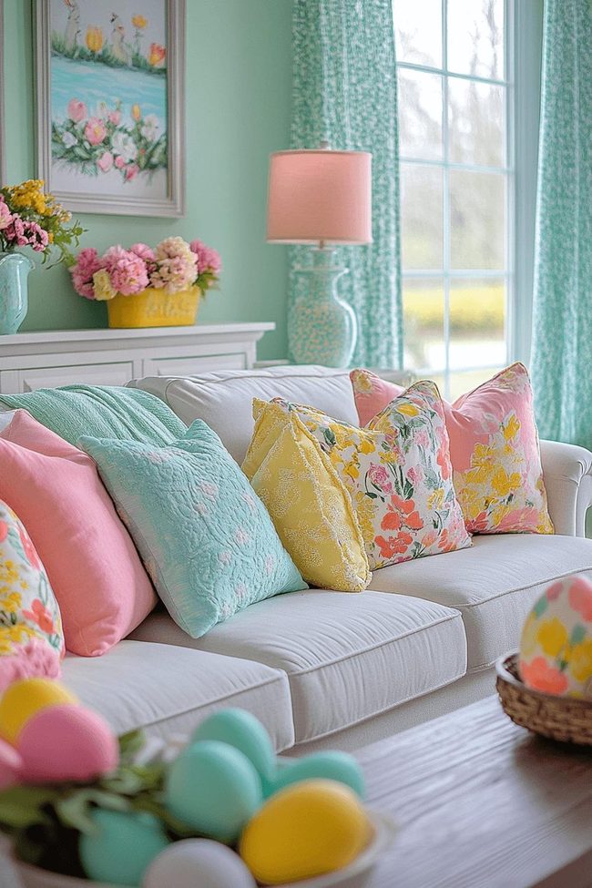 Pastel Easter Eggs And Throws