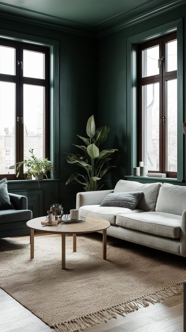 Deep Green Walls Radiant Windows