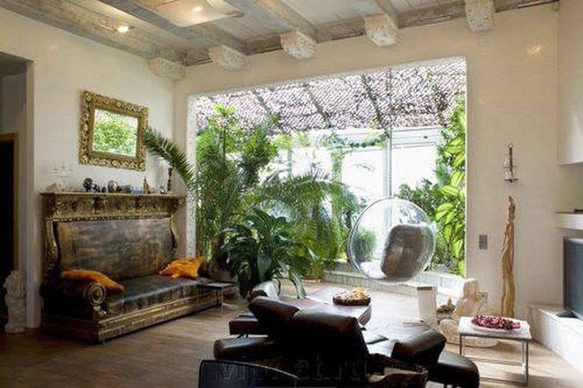 Glass Doors Frame Living Garden