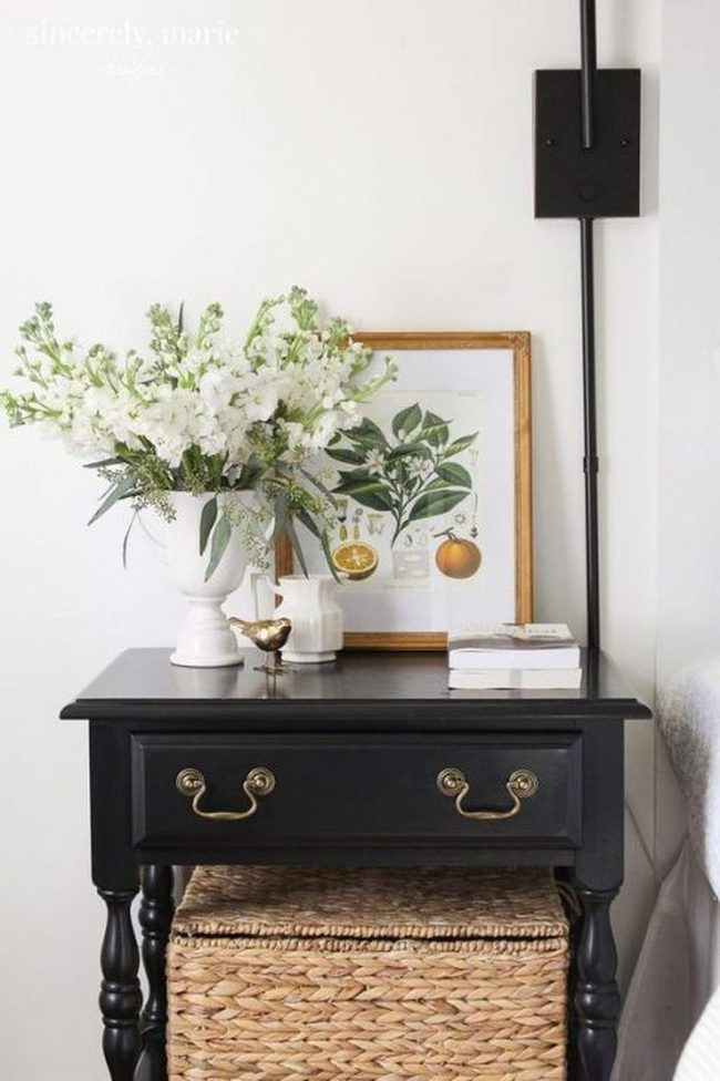 Black Nightstands With Brass Accents