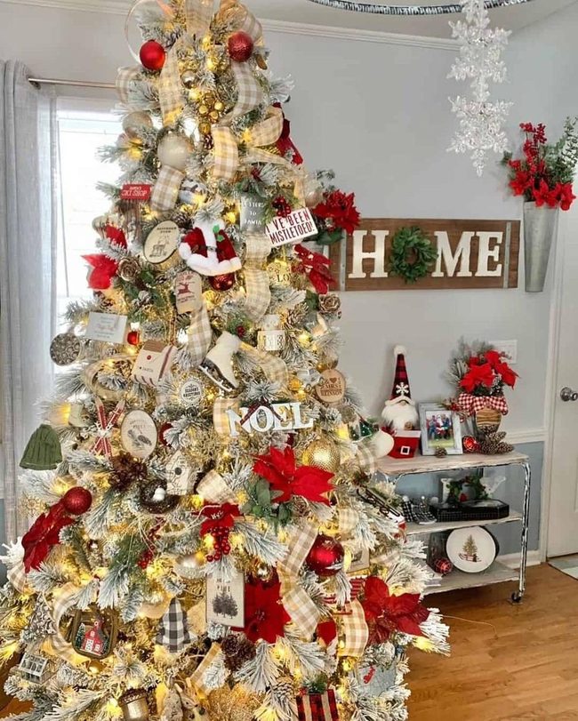 Distressed Wood Bar Cart Christmas Display