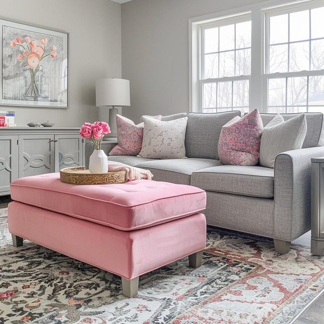 Dusty Rose Meets Understated Gray Walls