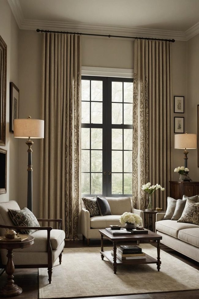 Metal Bracket Curtain Rod Statement