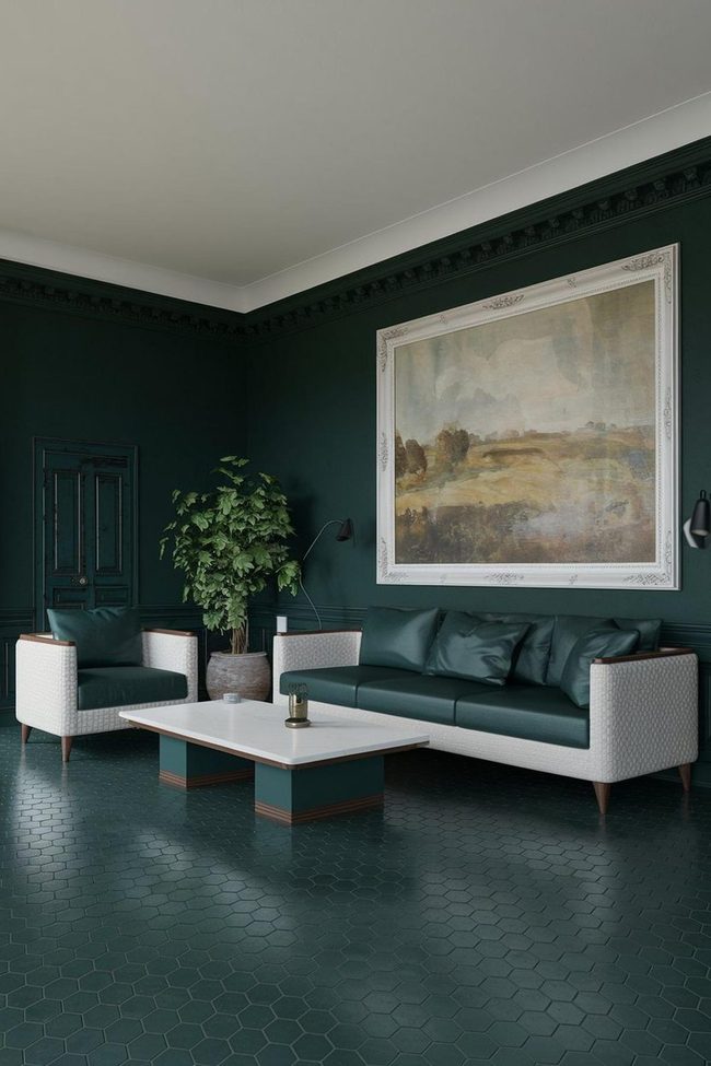 Brown Leather Green Plant Pairing