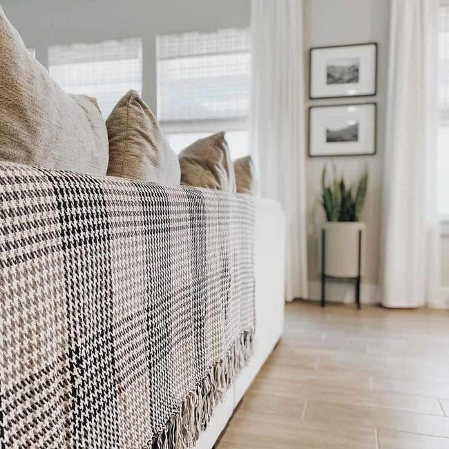 Houndstooth Throw On Neutral Sofa