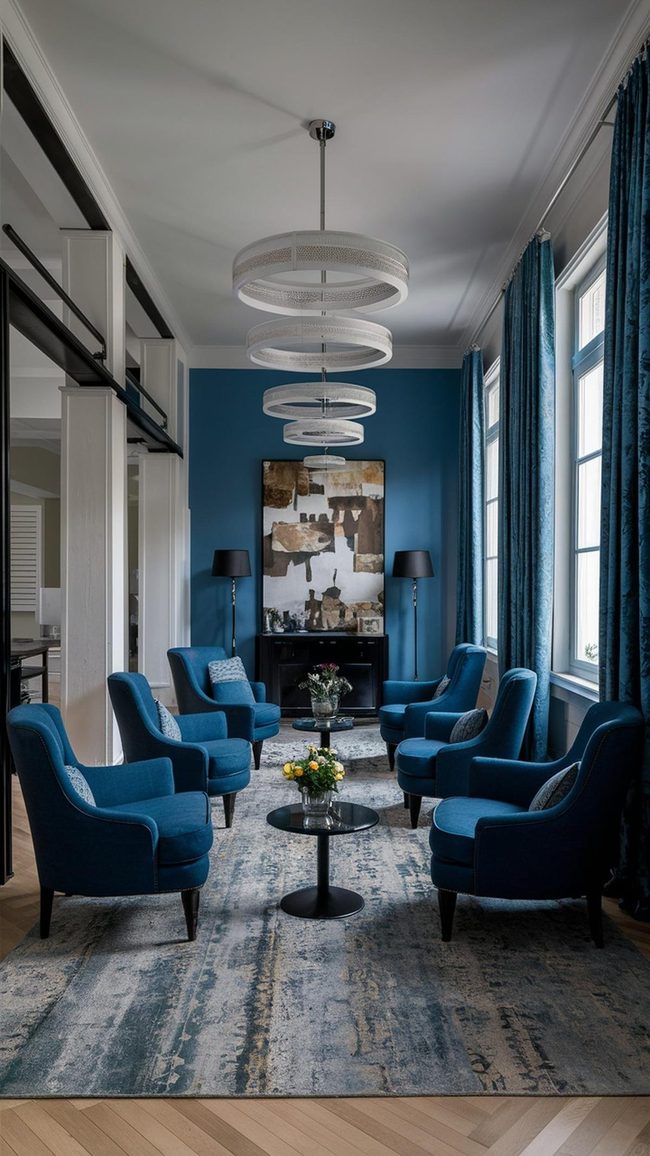 Blue Armchairs Frame Conversation
