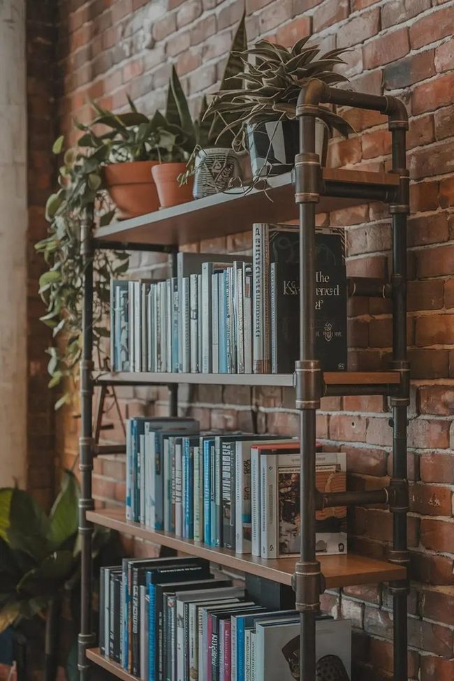 Chrome Pipes Raw Maple Shelves
