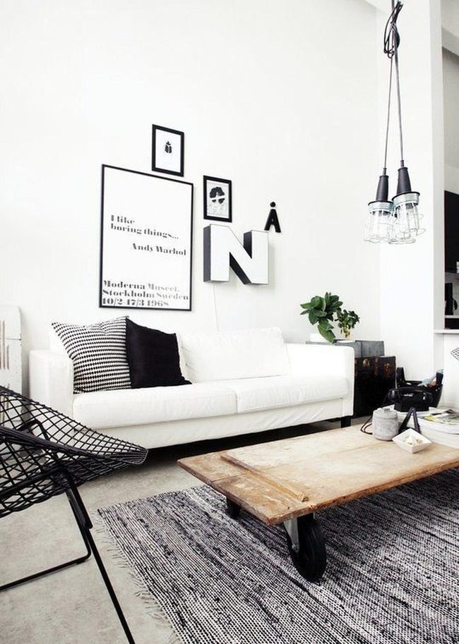 Black And White Patterned Minimalist Living