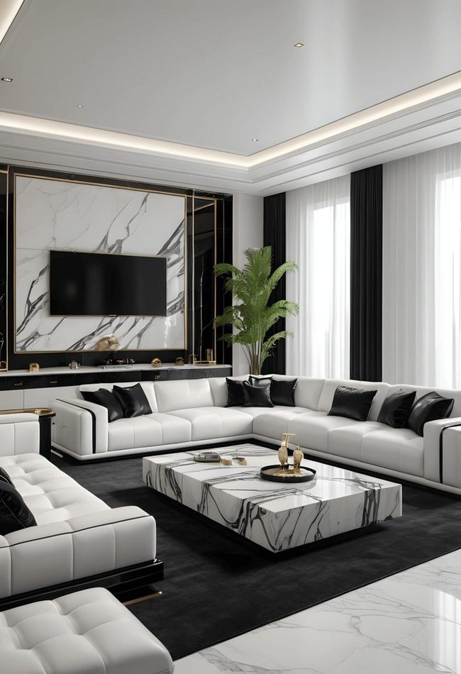 Black Floors With Refined Gold Accents