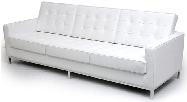 White Leather Modern Minimalist Sofa