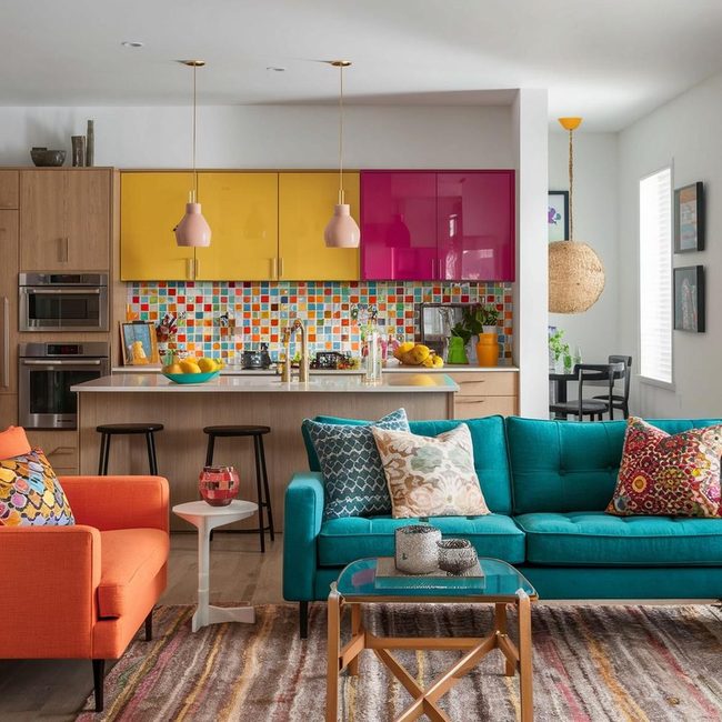 Luminous Colors Pop Against Neutral Walls