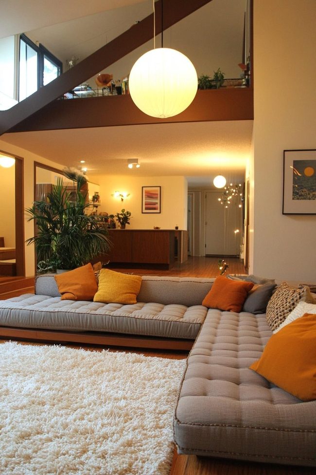 Center-Positioned Sectional Defines Open Space