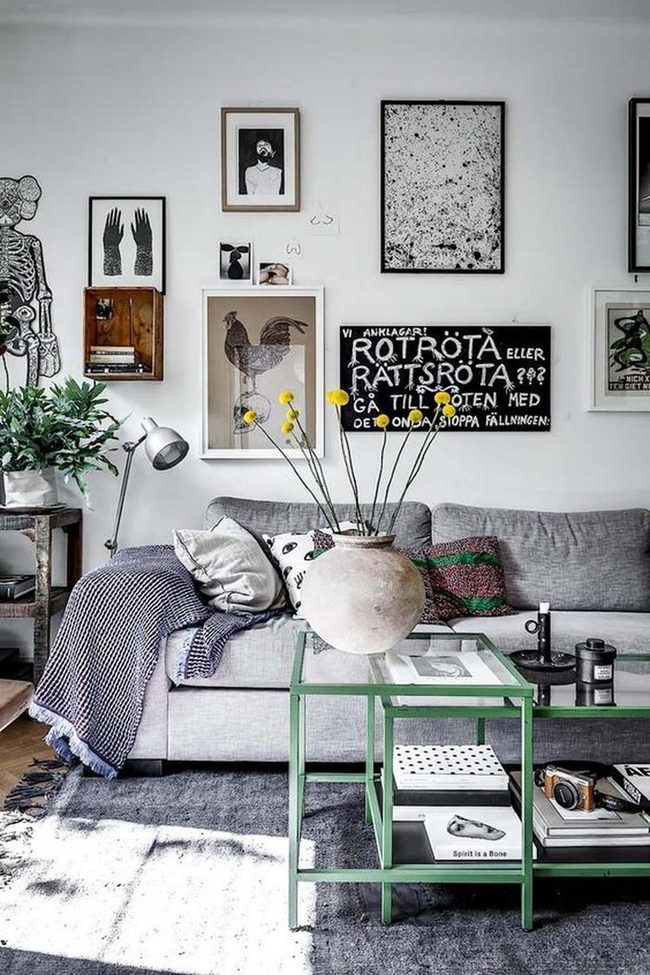 Yellow Flowers Brighten Modern Living Space