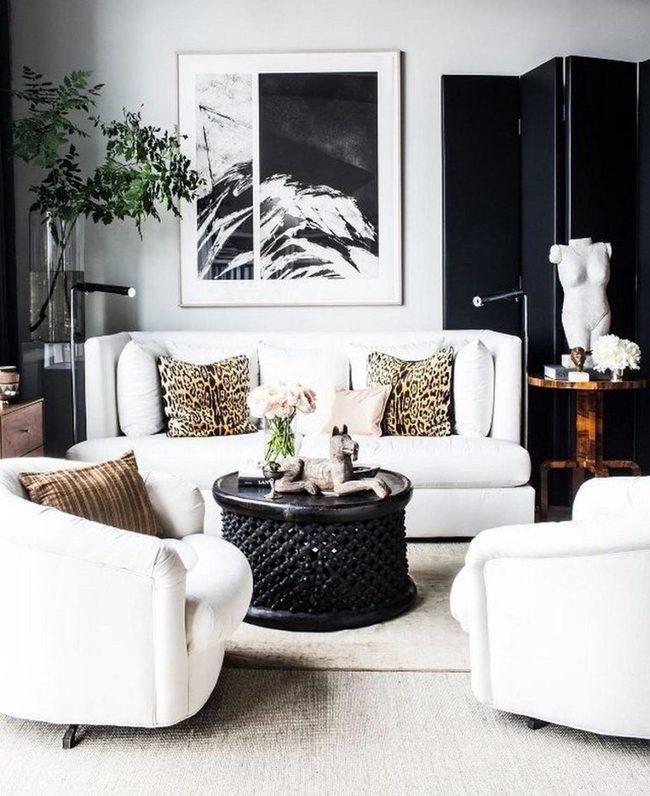 White Furniture With Leopard Print Accents