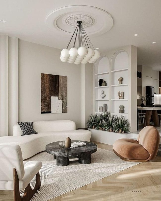 Clustered White Spheres Modern Living