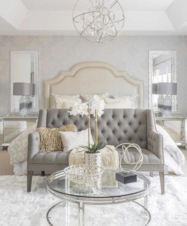 Chandelier Sparkle Meets Serene Gray