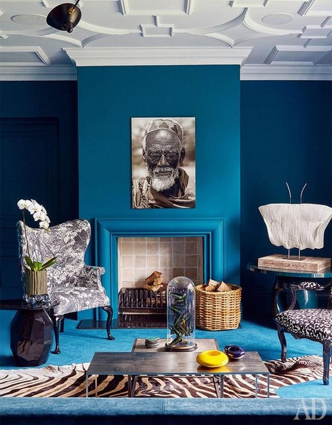 Deep Blue Walls, Black And White Portrait