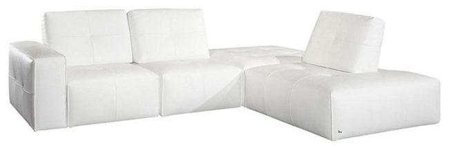 White Leather Sectional Clean Lines