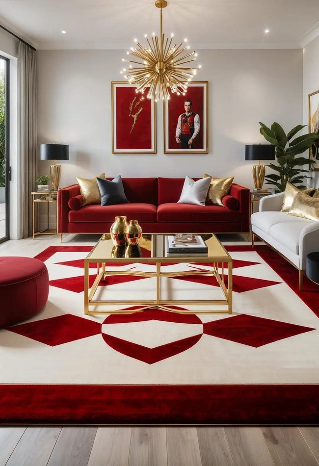 Red And Gold Metallic Accents
