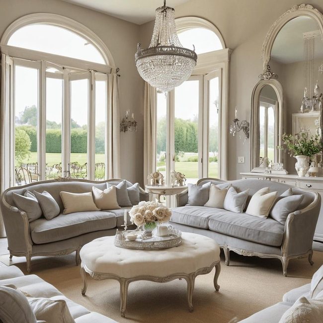Curved Furniture Meets Cream Florals