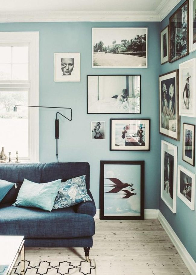 Blue Walls And Dark Furniture Harmony