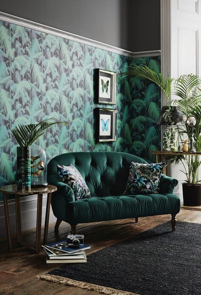 Emerald Button-Tufted Statement Sofa