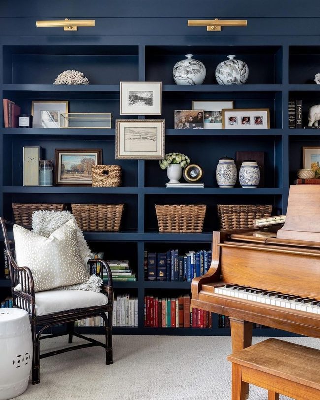 Cream, Deep Blue, And Gold Elegance