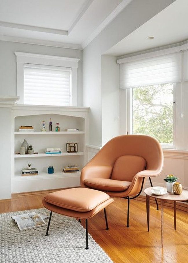 Sunlit Reading Corner With Tan Curves