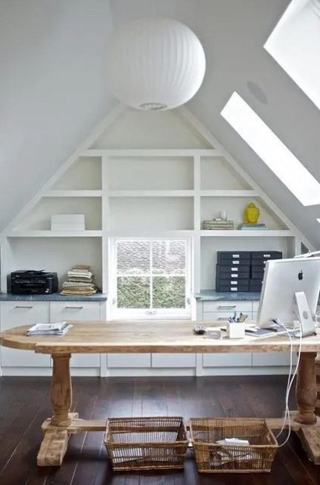 White Attic Office, Natural Skylights