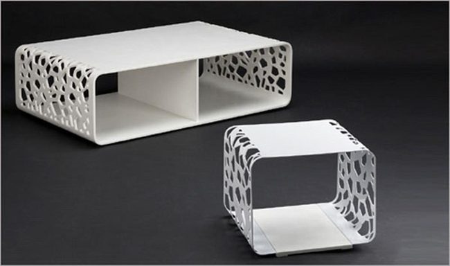 White Metal Table With Intricate Cutouts