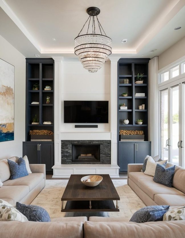 Integrated Entertainment Hub with Fireplace