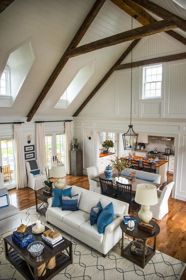 White Walls With Rustic Wooden Beams