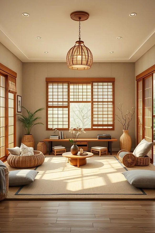 Golden Bamboo Lattice Ceiling