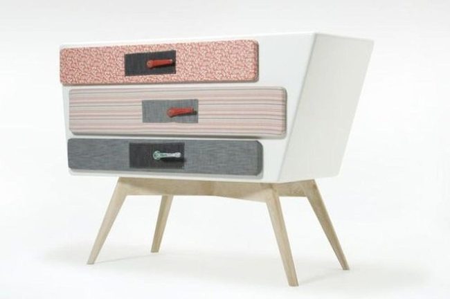 Patterned Fabric Drawers Three Tier