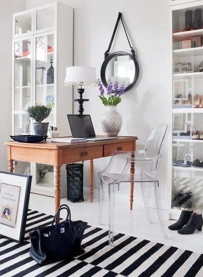 Black And White Striped Workspace