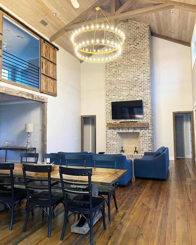 Layered Chandelier With Natural Wood Tones