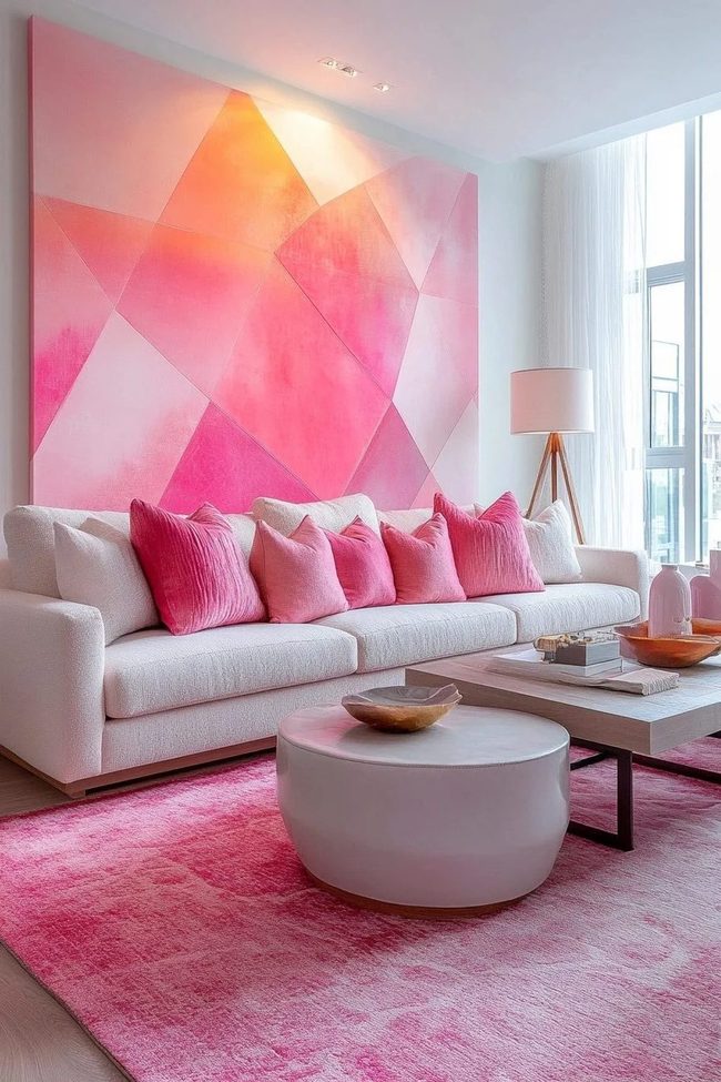 Soft Pink Walls, White Comfort