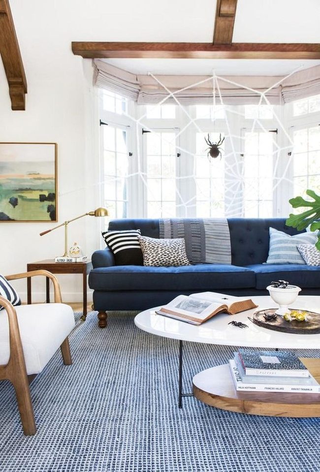Deep Blue Couch Meets Natural Light