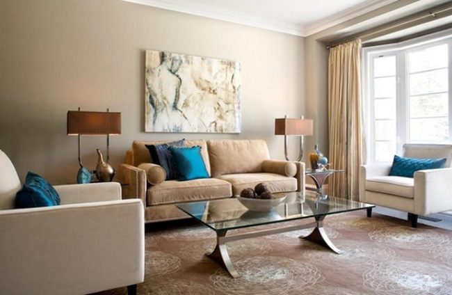 Bright Blue Pillows Pop Neutral Space