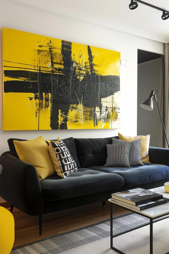 Black And White Graphic Dominates Yellow Accents