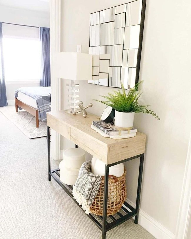 Wood Mirror Meets Gold Accents