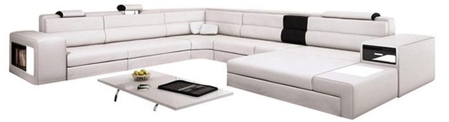 White Sectional Black Modern Seating