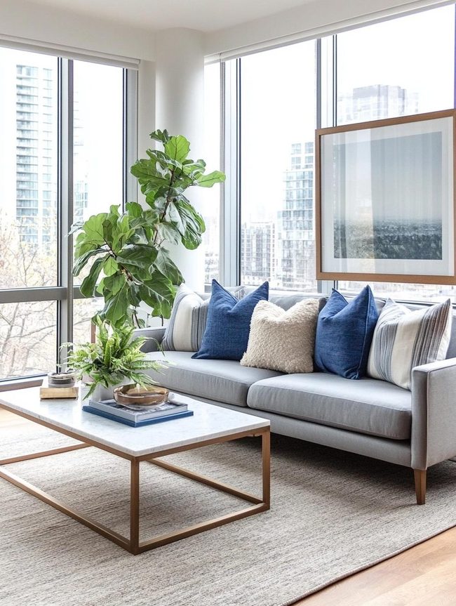 Navy and Teal Lounge Transformation