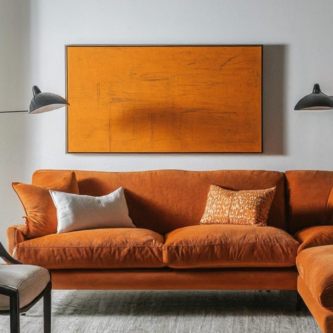 Orange Furniture Commands Living Room Focus