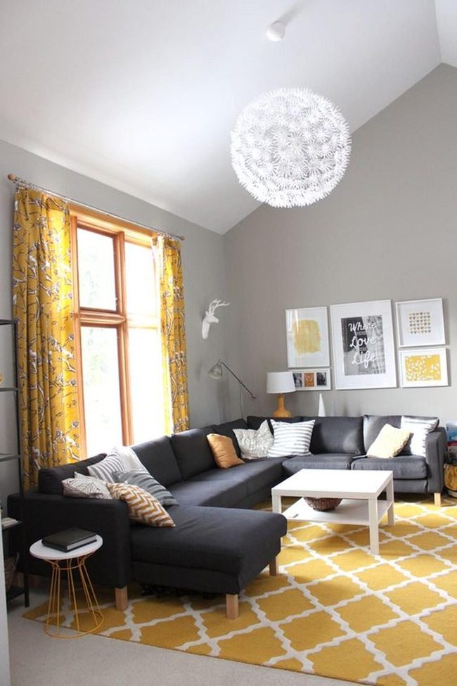 Yellow Accents, Gray Calm Backdrop