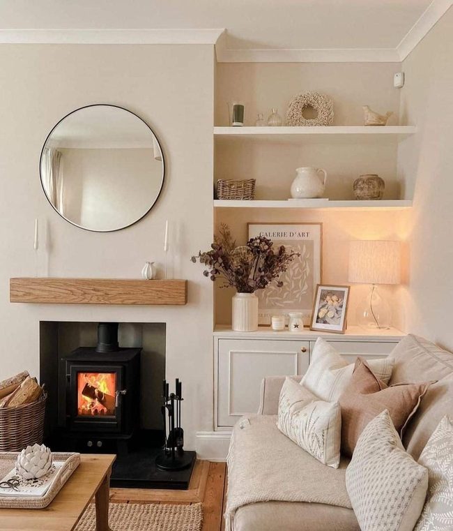 Cream Walls Maple Wood Stove