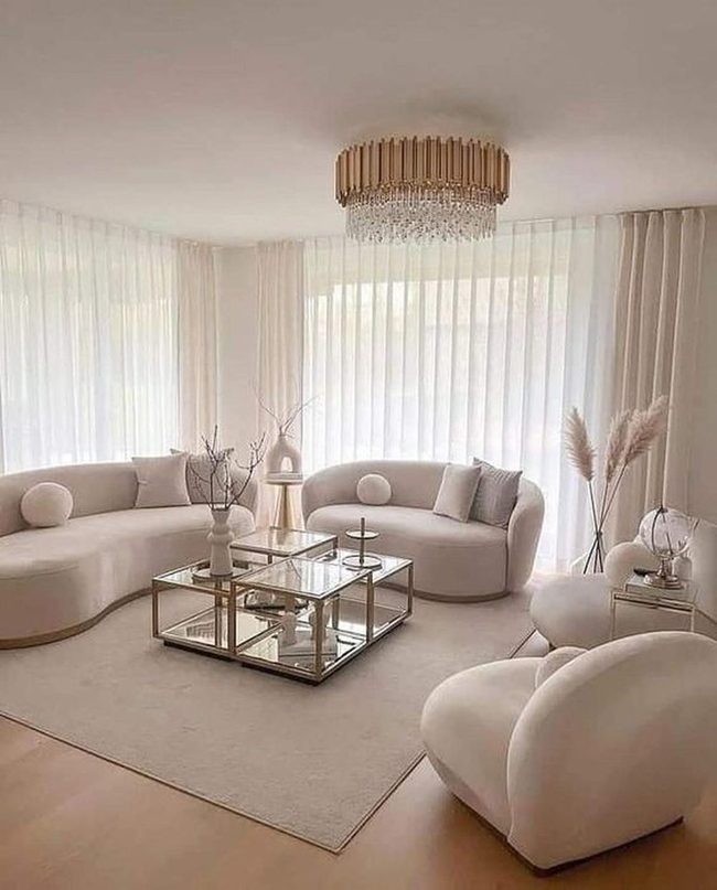Crystal Chandelier Anchors Cream Living Room