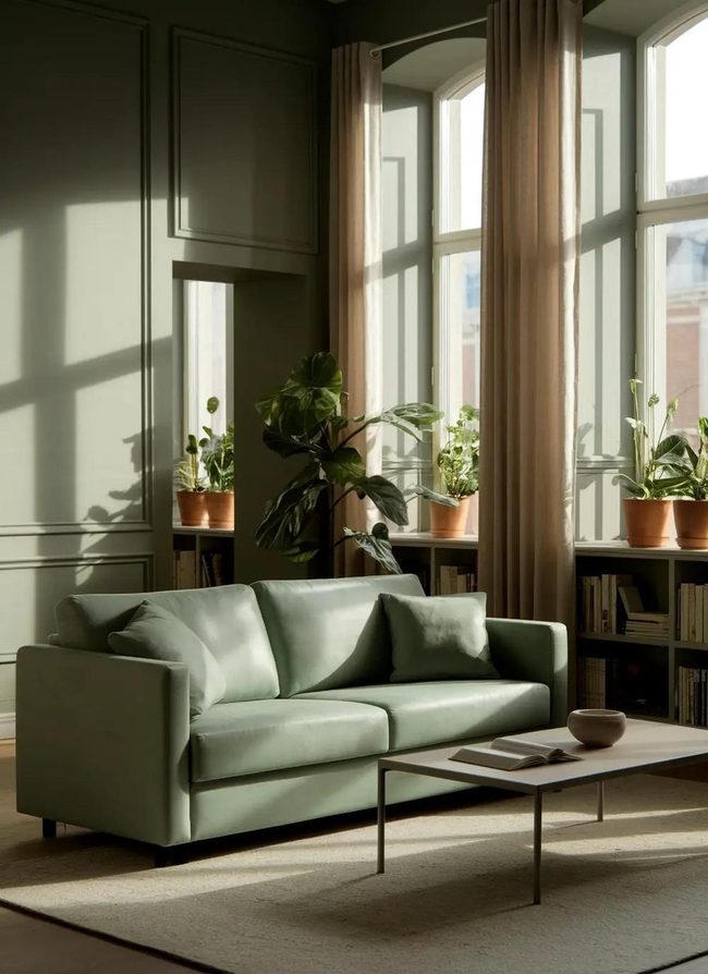 Dark Sage Green Living Room Sophistication