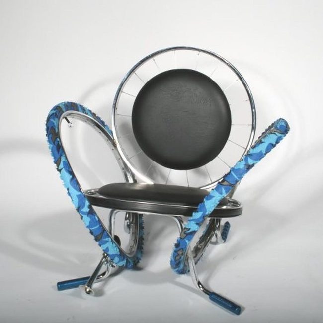 Blue Tire Tread Industrial Chair
