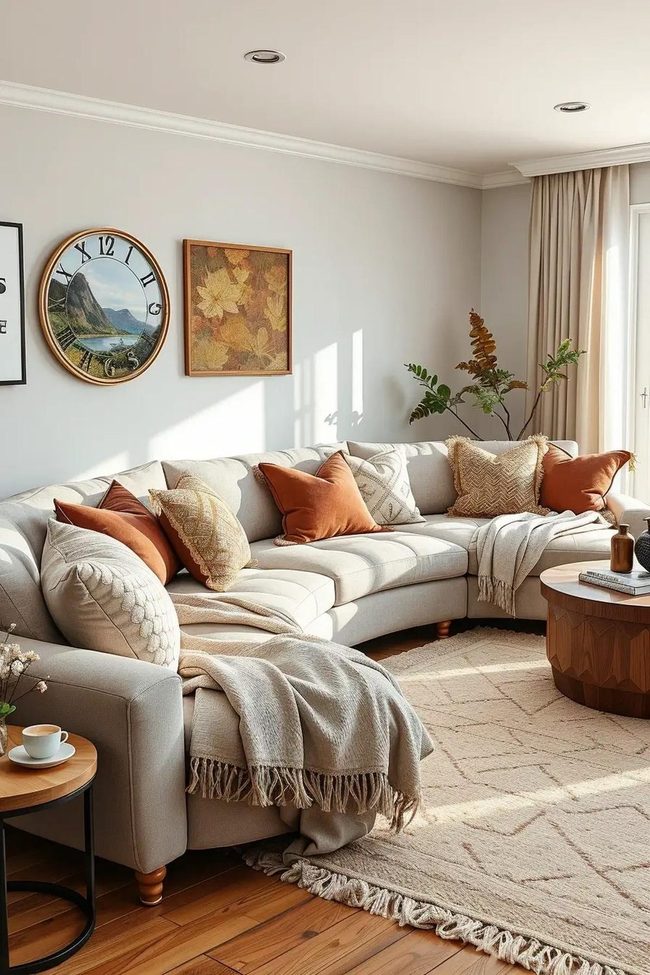 Rounded Pillows Soften Living Rooms
